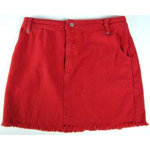 SALE!  Fringe Denim Red Short Mini Skirt